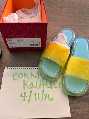 Tory Burch Kids Yellow & Light Blue Jelly Slide Sandals